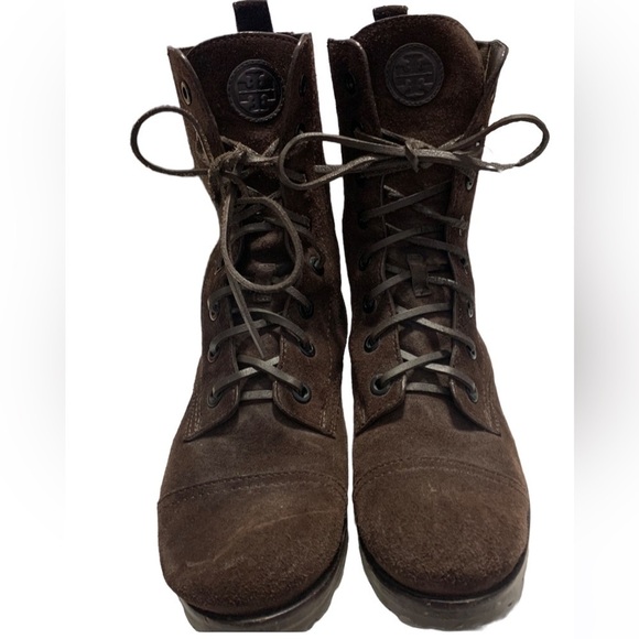 Tory Burch Suede 8 M Broome Lace Up Combat Boots - Picture 4 of 11